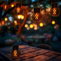 Lot de 6 mini lampes solaires suspendues 9 x 7 cm avec effet flamme - Petites lanternes LED à suspendre pour l'extérieur - Éclai