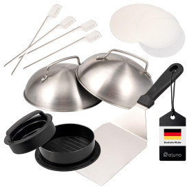 eluno Lot de 6 hamburgers avec presse à hamburger avec papier à hamburger