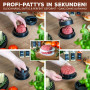 eluno Lot de 6 hamburgers avec presse à hamburger avec papier à hamburger, spatule, deux hottes à hamburger et quatre brochettes