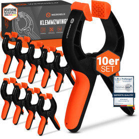 WERKHELD® Lot de 10 pinces de serrage - Pinces à ressort incassables et rotatives en nylon avec ressort en carbone et poignées c