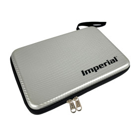 Imperial Hardcase Mallette de Tennis de Table | Argent | Aspect Carbone | Espace pour Deux Raquettes et Accessoires | Résistant