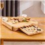 Planche à Fromage en Bambou et Ensemble de Couteaux Bols en céramique Ouvre-vin Plateau de Service