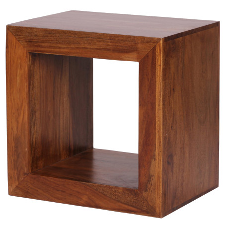 FineBuy Étagère Debout Bois Massif Sheesham 44 x 44 x 33 cm étagère Petite carré | Étagère en Bois véritable Cube - Table d'appo
