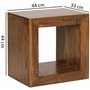 FineBuy Étagère Debout Bois Massif Sheesham 44 x 44 x 33 cm étagère Petite carré | Étagère en Bois véritable Cube - Table d'appo