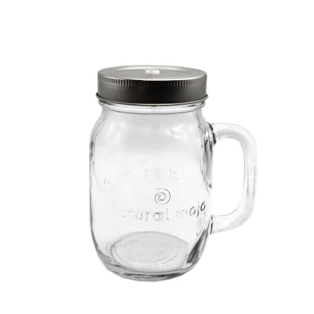 Natural Mojo Smoothie Glas – Bocal avec Couvercle (450 ML) – Verre à Smoothie idéal pour jus ou Boissons aux Super-Aliments – Co