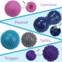 ALPIDEX Balle de massage set de 5 balles à picots lacrosse triggerpoint différents degrés de dureté pour le dos jambes pieds mai