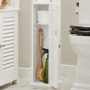 SoBuy Support Papier Toilette Armoire Porte-Papier Toilette Porte Brosse WC Meuble de Salle de Bain sur Pied en Bois, Blanc, 20x