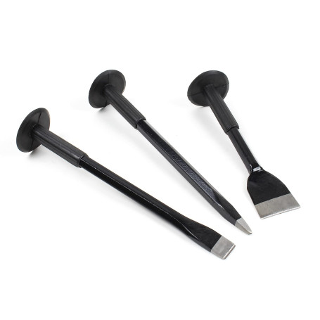 XPOtool Jeu de burins 3 pcs. Burin plat Burin pointu et Burin coupe-rivets Anti-dérapant Pare-main