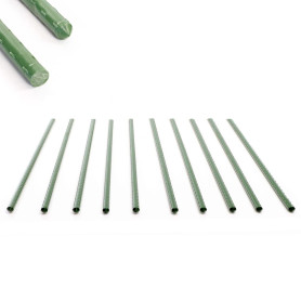 Toboli Lot de 10x Tuteurs Plantes – Ø 8 x 600 mm – en Vert – en Métal – Support de Légumes Fleurs grimpantes – Piquets Attache T