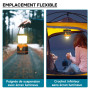 Toboli Lampe de camping à piles 95 x 100 x 188 mm, avec 4 modes d’éclairage, portée 5 m, angle 360°, Lanterne LED extérieure ave