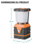 Toboli Lampe de camping à piles 95 x 100 x 188 mm, avec 4 modes d’éclairage, portée 5 m, angle 360°, Lanterne LED extérieure ave