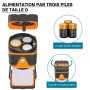 Toboli Lampe de camping à piles 95 x 100 x 188 mm, avec 4 modes d’éclairage, portée 5 m, angle 360°, Lanterne LED extérieure ave