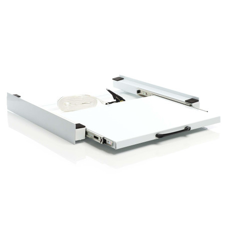WilTec Cadre de Superposition pour Machine à Laver – 605 x 540 x 75 mm – Charge Max. 150 kg – avec Tablette coulissante Angulair