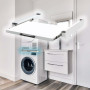 WilTec Cadre de Superposition pour Machine à Laver – 605 x 540 x 75 mm – Charge Max. 150 kg – avec Tablette coulissante Angulair
