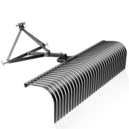 Wiltec Scarificateur Autoporté Noir – 1520 x 480 x 810 mm – 32 Dents – Démousseur pour Tracteur Tondeuse Quad – Peigne déchaumeu