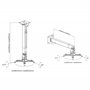 WilTec Support Universel pour vidéo-projecteur 20kg Fixation au Plafond, au Mur 43-65cm Bras pivotant Fixation Écran videoprojec