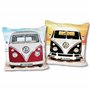 VW Volkswagen Coussin Bulli Beach Rouge - Noir - 40 cm x 40 cm - Coussin douillet réversible - Coussin décoratif - Oreiller de v