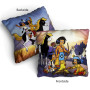 BERONAGE Yakari Coussin feu de camp Bleu/orange 40 cm x 40 cm Petit tonnerre Arc-en-ciel Petit Blaireau Grand Aigle Coussin déco