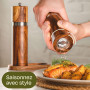 Moulin à sel et poivre en bois d'acacia avec soucoupe - Bois FSC® durable - Broyeur en céramique durable - Sans plastique