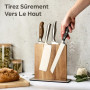 Praknu Porte Couteaux de Cuisine - Bloc à Couteaux Magnétique Aimanté Double Face en Bois D'Acacia FSC® pour Couteau Cuisine - A
