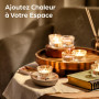 Praknu Photophore Bougeoir en Verre Transparent - 12 Porte Bougie Decorative à Chauffe-Plat - Décoration de Maison, Salon de Mar