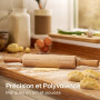 Praknu Rouleau a Patisserie - En Bois de Hêtre Certifié FSC® - Avec Graduation - Poignée Ergonomique - Antiadhésif