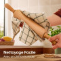 Praknu Rouleau a Patisserie - En Bois de Hêtre Certifié FSC® - Avec Graduation - Poignée Ergonomique - Antiadhésif
