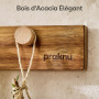 Praknu Porte Couteaux Aimanté Autocollante - 40 cm en Bois d’Acacia – Avec 3 Crochets Magnétiques - Barre Murale pour Jusqu’à 8 
