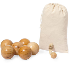 noTrash2003 Lot de 6 boules de pétanque en bois massif avec cône de pétanque pour jeu de plein air pour le jardin ou la plage