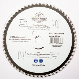 Lame de scie circulaire de qualité supérieure - 200 x 20 mm - Pour bois - Avec 60 dents TCT inclinées et découpes laser pour réd