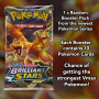Pok Lot de 50 Cartes Pokemon sans Doubles + 1 Pokemon Booster aléatoire + 2 Cartes Brillantes Cadeau + 1 Cartes Rare! + 100 Hear