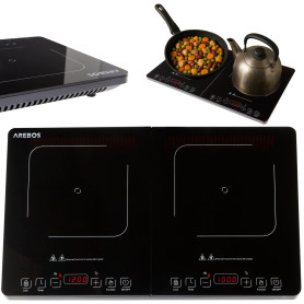 Arebos Double plaque à induction 3500W | 2 zones de cuisson avec écran tactile & minuterie | Plaque à induction portable pour le