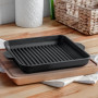 Poêle à griller en fonte 18 cm | Poêle à frire avec dessous de verre | Sauteuse avec planche en bois | Poêle à rôtir pour barbec