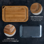 Exitoso Lot de 2 Plateau Fromage - Planche de Service Charcuterie Plateaux en bois - Plateau de service - Empilables - Saucisses
