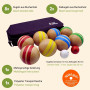 GICO Boccia Jeu de Boules en Bois Massif rayé avec 8 Boules Diamètre 7 cm - 3021