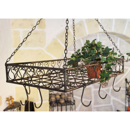 DanDiBo Accroche Casserole Porte-Plantes Suspendu Cucina 76390 Accroche Casserole Porte-Plantes Suspendu 60cm Etagère Suspendu a