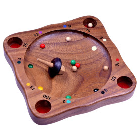 LOGOPLAY Roulette tyrolienne | Jeu de toupie | Jeu d'adresse | Jeu de société | Jeu de société en Bois | | Vert Rouge