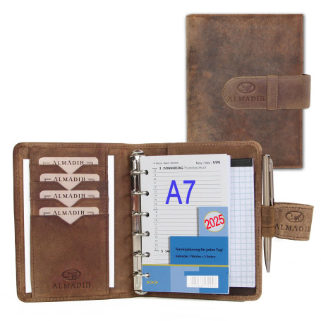 ALMADIH agenda personnel format A7 en cuir