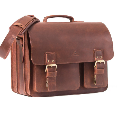 ALMADIH sac en cuir vachette SAM Cartable XL bandoulière Marron serviette porté épaule Messenger sacoche Travail business ordina