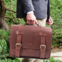 ALMADIH sac en cuir vachette SAM Cartable XL bandoulière Marron serviette porté épaule Messenger sacoche Travail business ordina