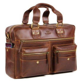 ALMADIH sac en cuir vachette TERRY Cartable ordinateur portable bandoulière Marron Vintage serviette porté épaule Messenger saco