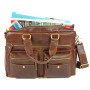 ALMADIH sac en cuir vachette TERRY Cartable ordinateur portable bandoulière Marron Vintage serviette porté épaule Messenger saco