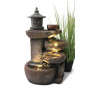 Arnusa BK851 Fontaine Cascade Avec Éclairage - Décoration de Jardin, Intérieur et Terrasse - Marron Gris