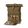DRAKENSBERG Rolltop Sac à Dos 'Arthur' en Toile et Cuir avec Compartiment pour Ordinateur Portable - Compartiment Technique et G