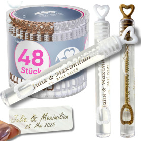 EinsSein personnalisé Bulles de Savon Mariage Lunettes à cœur Or Bronze - Blanc 48 pièces | Bulles de Savon avec Autocollant com