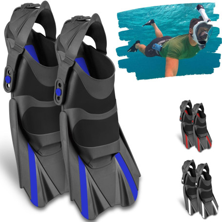 Khroom Palmes de plongée réglables Courtes Housse Sac à accrocher Taille 36-47 Palmes Courtes pour la Natation Adultes Femmes et