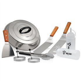BBQ-Toro Set d'accessoires pour plancha de Barbecue en Acier Inoxydable (9 pièces) | Ensemble avec Cloche chauffante