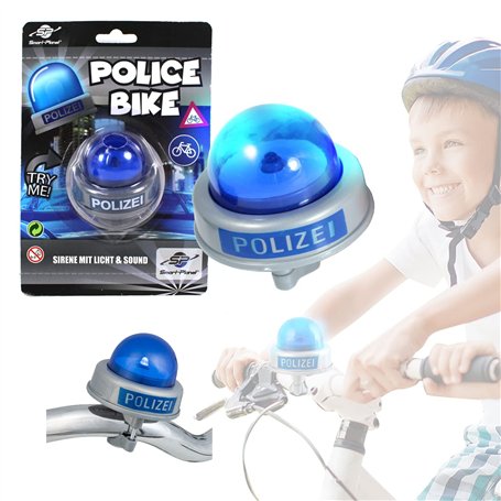 Smart-Planet Sonnette de vélo sirène de Police pour Enfants - Sirène de Police avec gyrophare Bleu et Son Tatü-Tata - Sonnette d