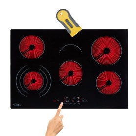 Arebos plaque de cuisson vitrocéramique | 8500 W | 5 foyers | 77cm | autarcique | Table de cuisson électrique | avec Sensor Touc