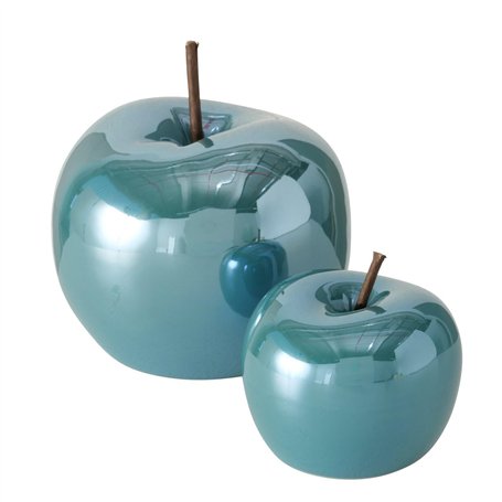 ReWu Lot de 2 pommes décoratives en céramique lasurée